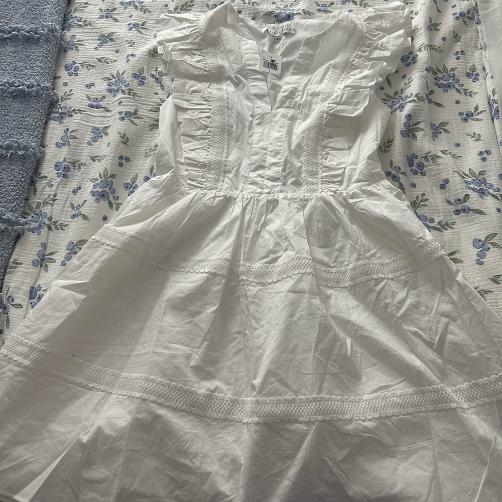 Endless Rose Off-White Ruffled Midi Dress